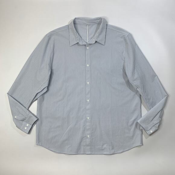 Lululemon Shirt Mens XXL 2XL Dresden Blue White Striped Button Up Long Sleeve - Picture 2 of 8